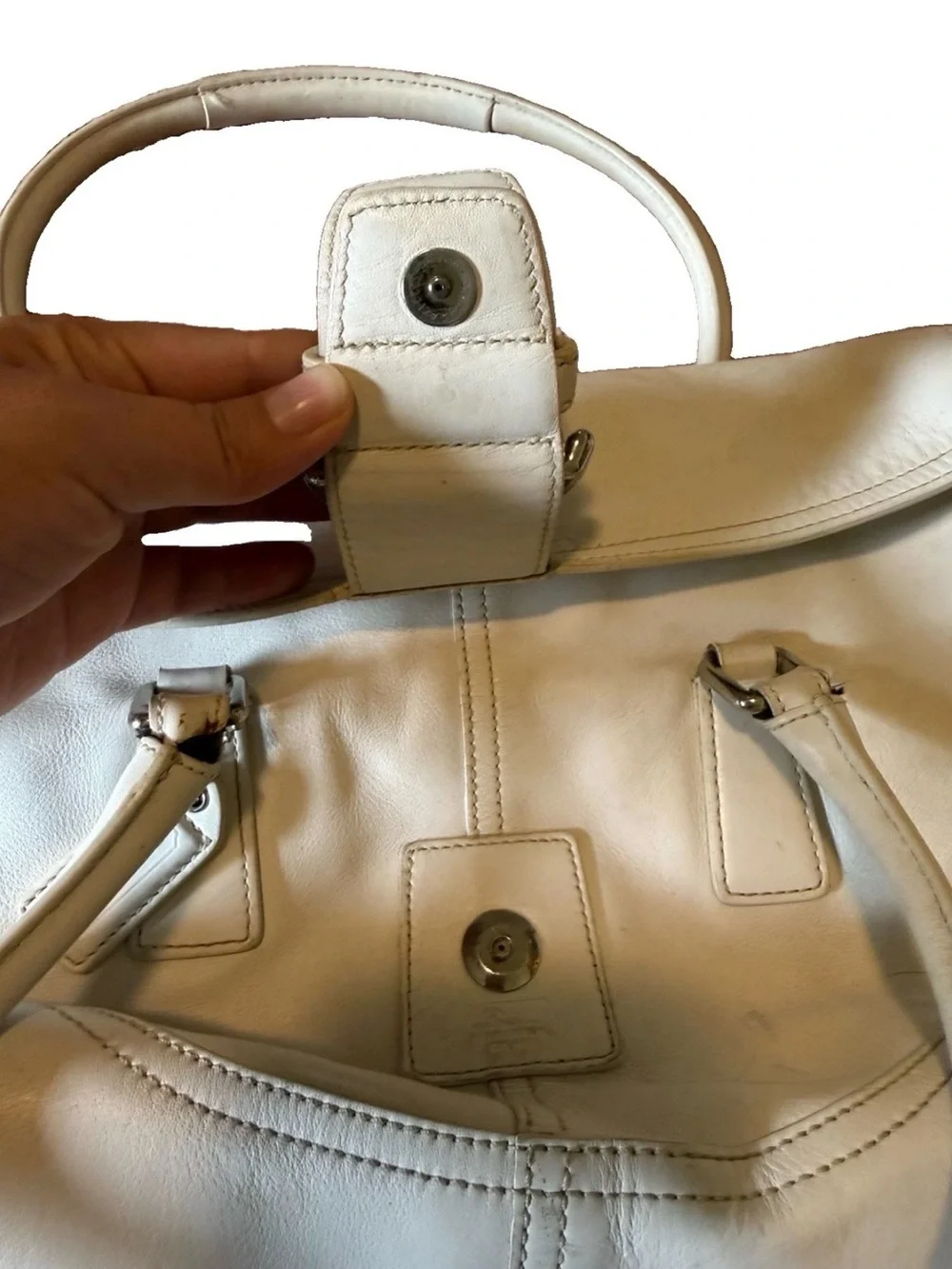 Coach Off White Leather Vintage Shoulder Bag J05S-9550 SOHO Hampton Cowhide